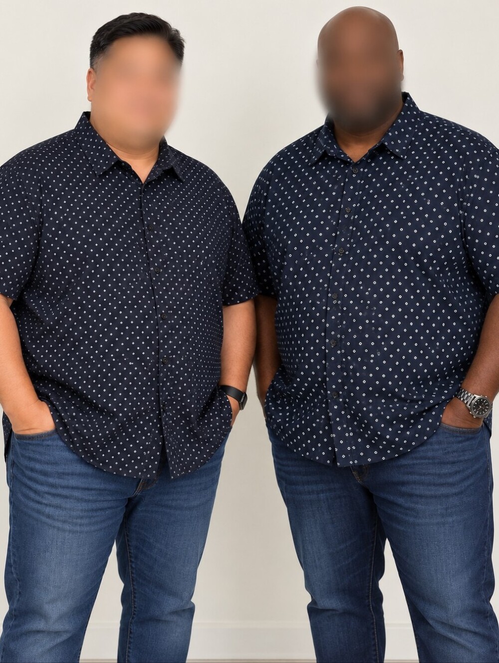 Kenneth Cole Men’s 4X Navy Print Short Sleeve Shirts Regular Fit Bundle of 2